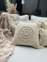 Aberto Design Funda de Cojín con Diseño de Conchas Marinas, Beige, 43 x 43 cm